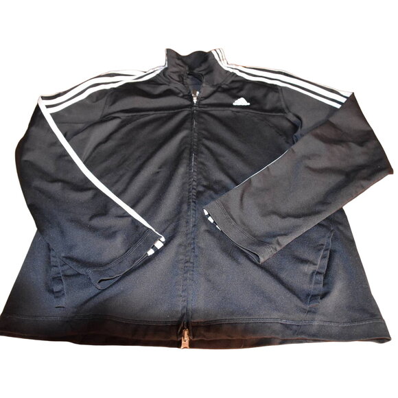 Adidas, Full Zip Track Jacket, Black, White, Women's Large, EGU/LN - Picture 1 of 4